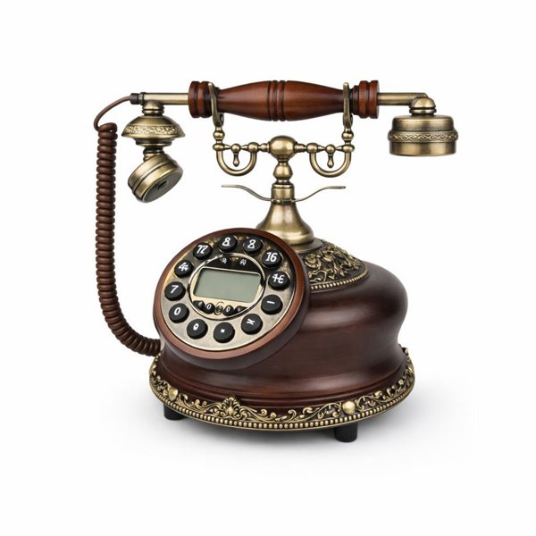 تلفن رومیزی چوبی والتر Walther مدل K29، تلفن رومیزی سلطنتی کادویی شیک و هدیه نوستالژی با شماره‌گیر دکمه ای و کالر آیدی