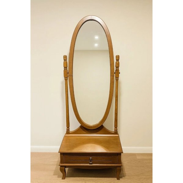 آینه ایستاده تمام چوب هاردی مدل 615 به همراه کشو و رنگ پلی‌اورتان