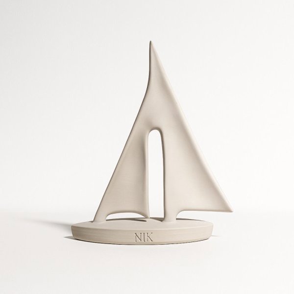 تندیس مدل قایق دکوری، مجسمه طرح قایق مناسب میز، شلف و ویترین منزل یا محل کار، رنگ سفید