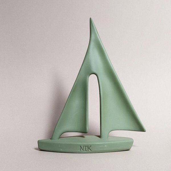 تندیس مدل قایق دکوری مدل MO16193، مجسمه طرح قایق مناسب میز، شلف و ویترین منزل یا محل کار، رنگ سبز