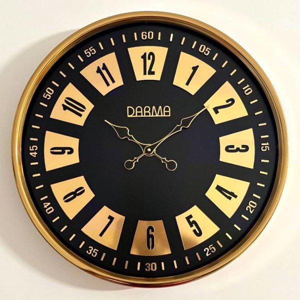 ساعت دیواری فلزی برند دارما مدل 501 با دو رنگ سیلور و طلایی