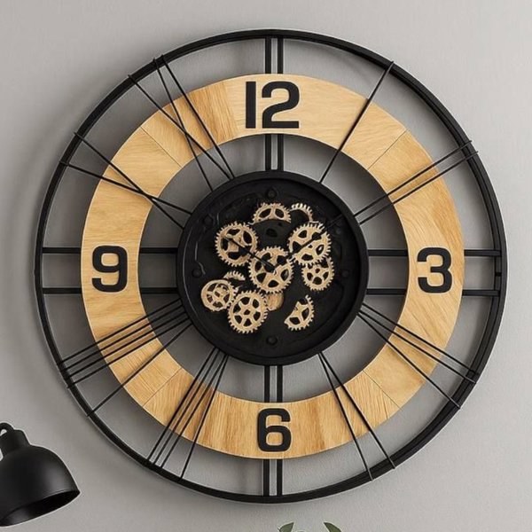 ساعت دیواری داروین مدل 8022 با چرخ‌دنده‌های متحرک، یک شاهکار مهندسی با سایز بزرگ 87 سانت، ترکیبی از چوب و فلز با 5 سال ضمانت