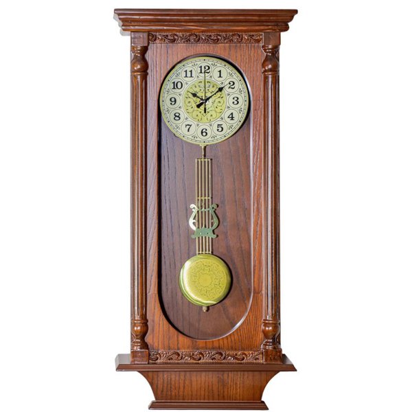 ساعت دیواری صندوقی ولکر مدل C7434 با بدنه چوب راش و موتور زنگ‌دار