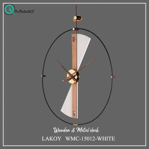 ساعت دیواری مدرن لاکوی کد WMC-15012، ساعت دیواری لاکوی با متریال با کیفیت و با دوام، طراحی مینیمال، دارای موتور آرامگرد و 5 سال گارانتی، رنگ سفید