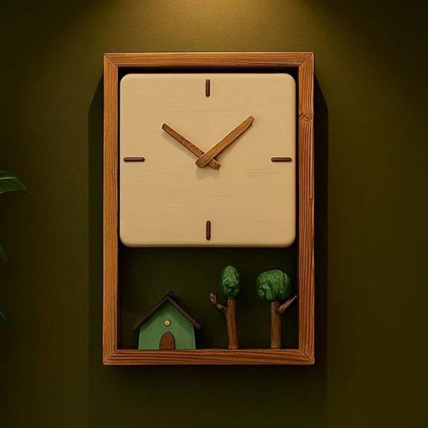 ساعت دیواری چوبی دست ساز مدل 113