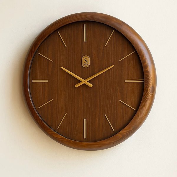 ساعت دیواری چوبی و هنری مدل اسپاد، ساخته شده از چوب نراد طبیعی با طراحی خاص | یک اثر هنری با سایز بزرگ 65 سانت