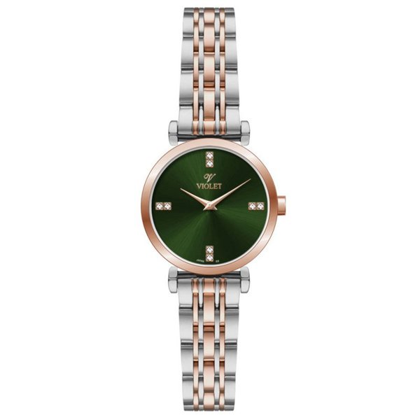 ساعت مچی ویولت زنانه تک موتوره گرد فلزی مدل 0646 دارای رنگبندی