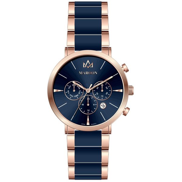 ساعت ویولت مردانه زنانه گرد سرامیک فول دیت کد 77432 مارون