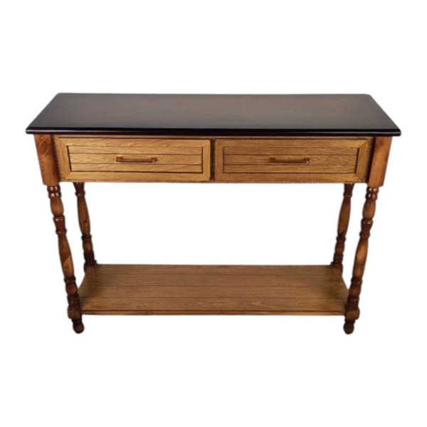 میز کنسول چوبی کد MI04054، کنسول چوبی پایه خراطی و کلاسیک، متریال مقاوم چوب و طراحی کلاسیک با طرح طبیعی چوب